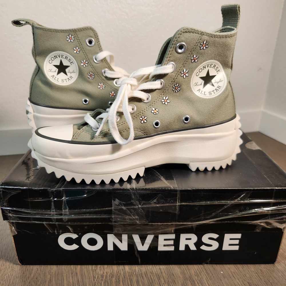 New Converse Run Star Hike Hi Peace Love Earth Light Field Surplus W 7 M 5.5